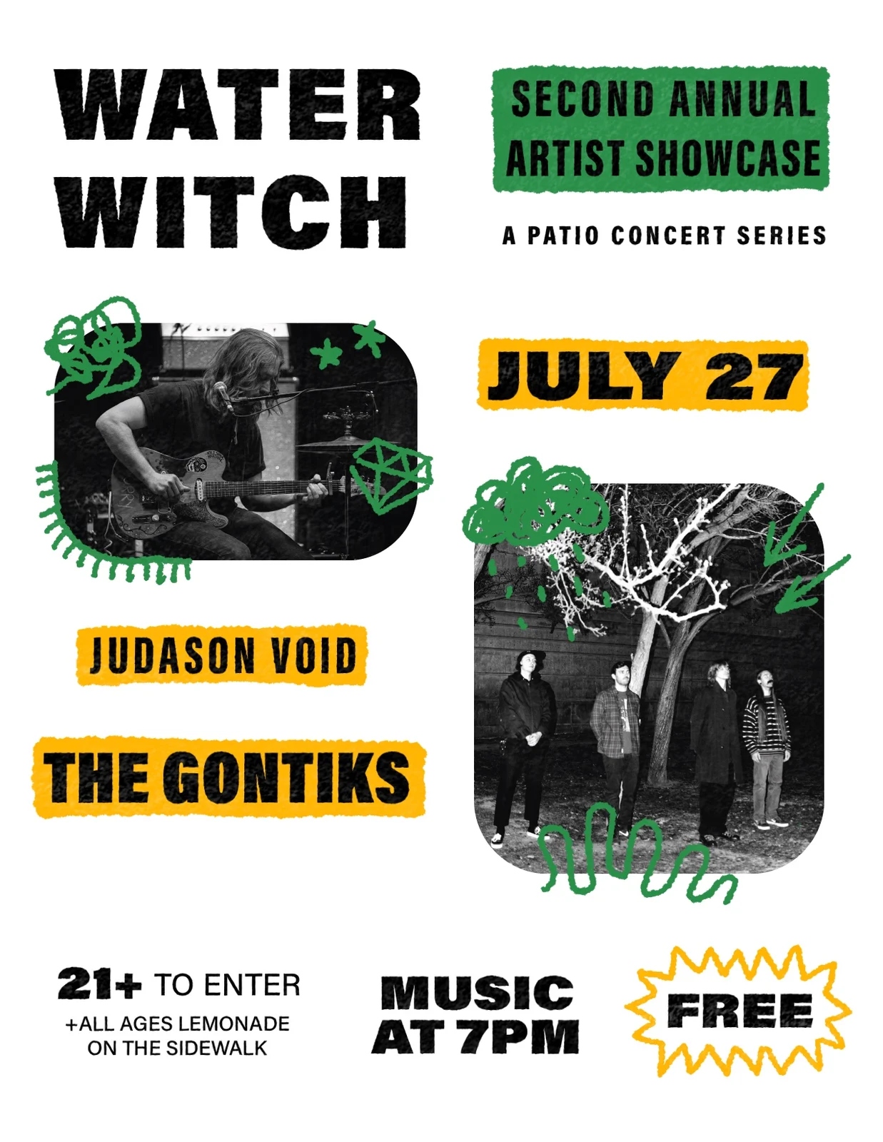 Water Witch, July 27: Judason Void and The Gontiks, with photos of each band