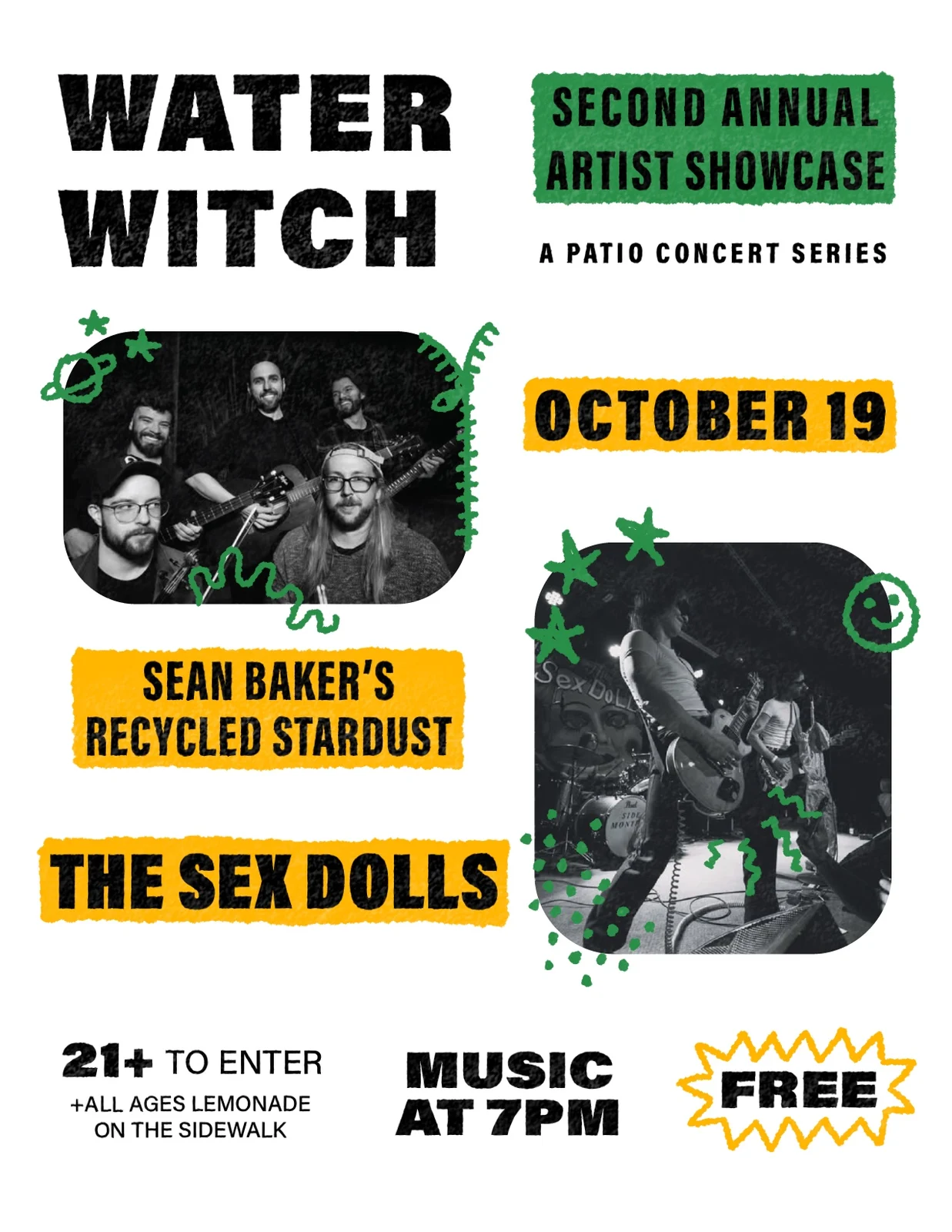 Water Witch, October 19: Sean Baker’s Recycled Stardust and The Sex Dolls, with photos of each band